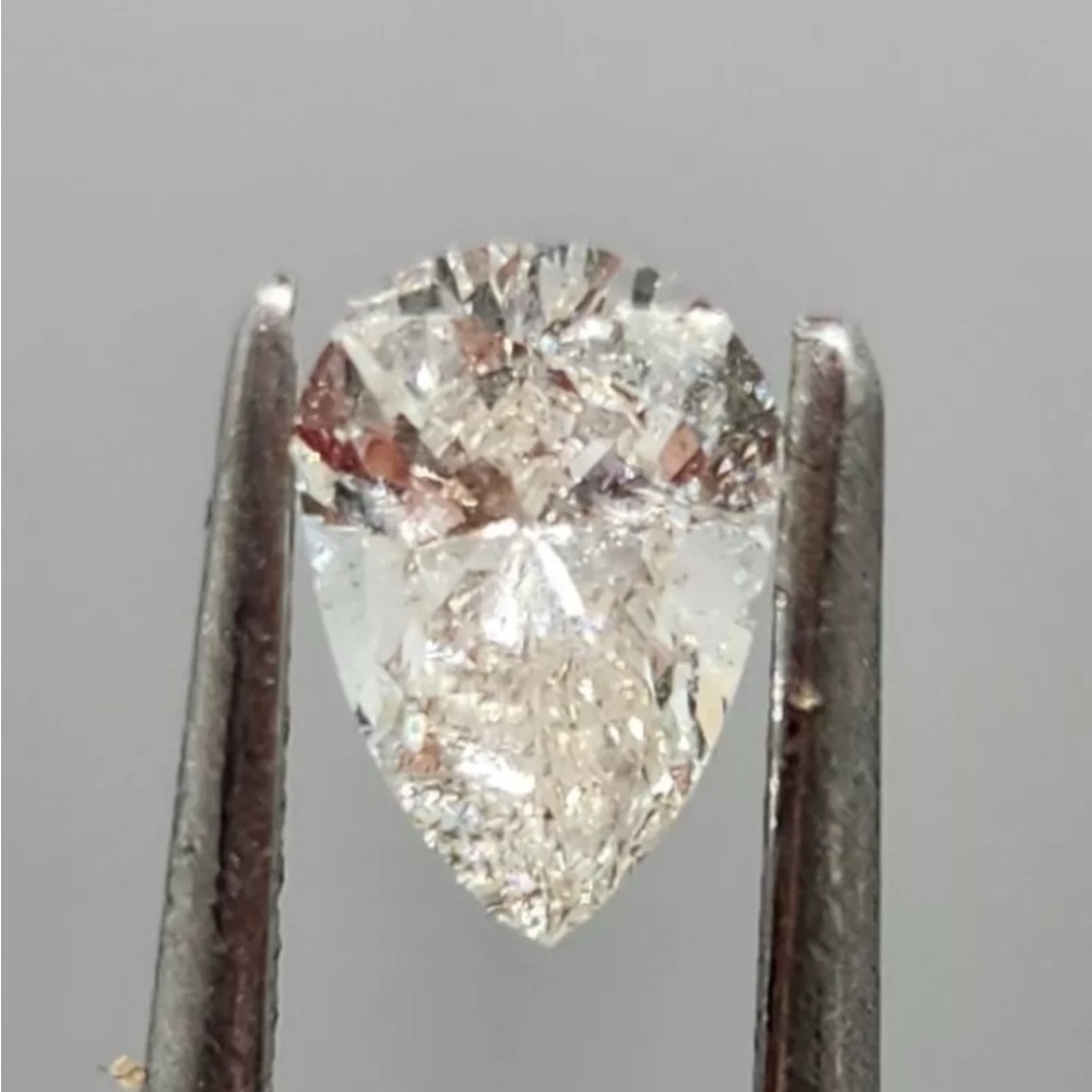 GIA Certified .57 Carat Natural Diamond J/I1 Pear Brilliant Cut 7.21 X 4.92mm